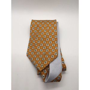 Tommy Hilfiger 100% Silk Tie Gold Palm Trees Geometric Necktie 59 Inch